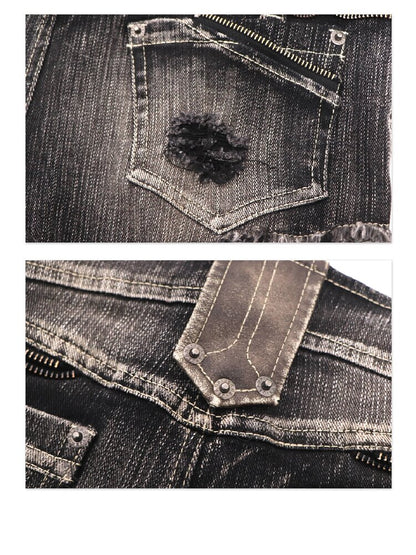 Washed Distressed Raw Denim Shorts【s0000016292】