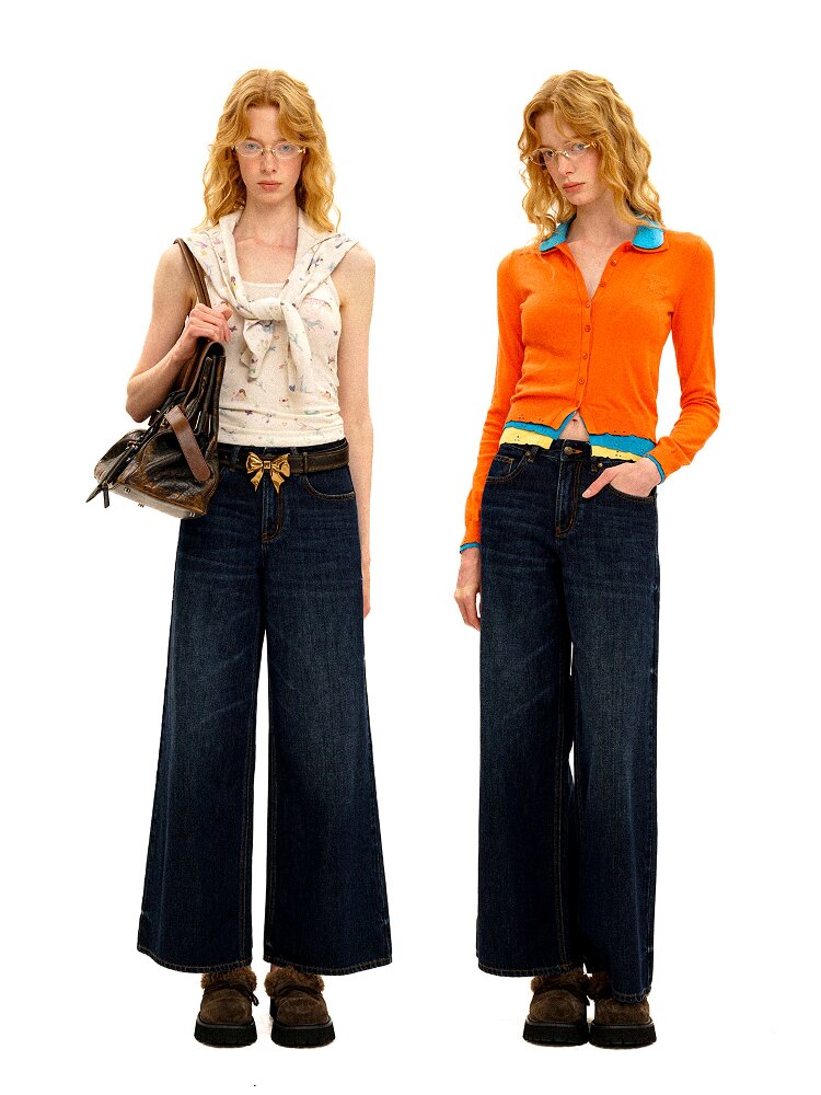 Contrast Linear Straight Jeans【s0000016422】