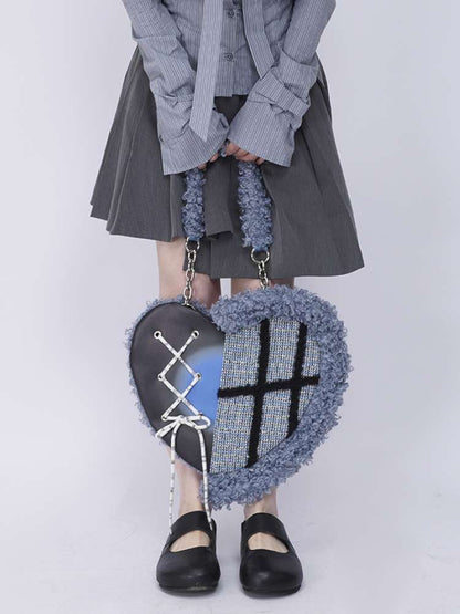 Graffiti Splicing Hairy Love Crossbody Bag【s0000014614】