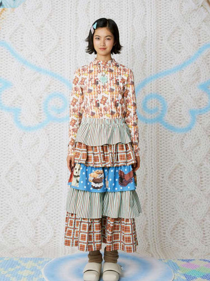 Chocolate Cake Print Versatile Skirt【s0000014860】