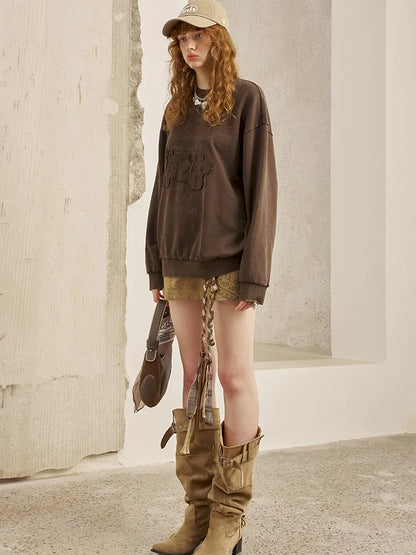 Oversized Long-Sleeve Pullover Sweatshirt【s0000014050】