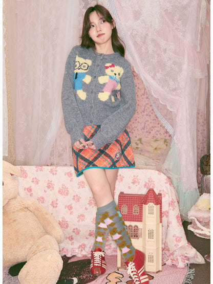 Two-Tone Check Knit Skirt【s0000014495】