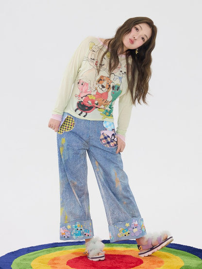 Light Green Graffiti Printed Smock【s0000016199】