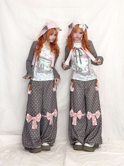 Polka Dot Bow Loose Trousers【s0000015199】