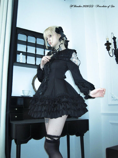 Satin Short Long Sleeve Skirt【s0000016389】