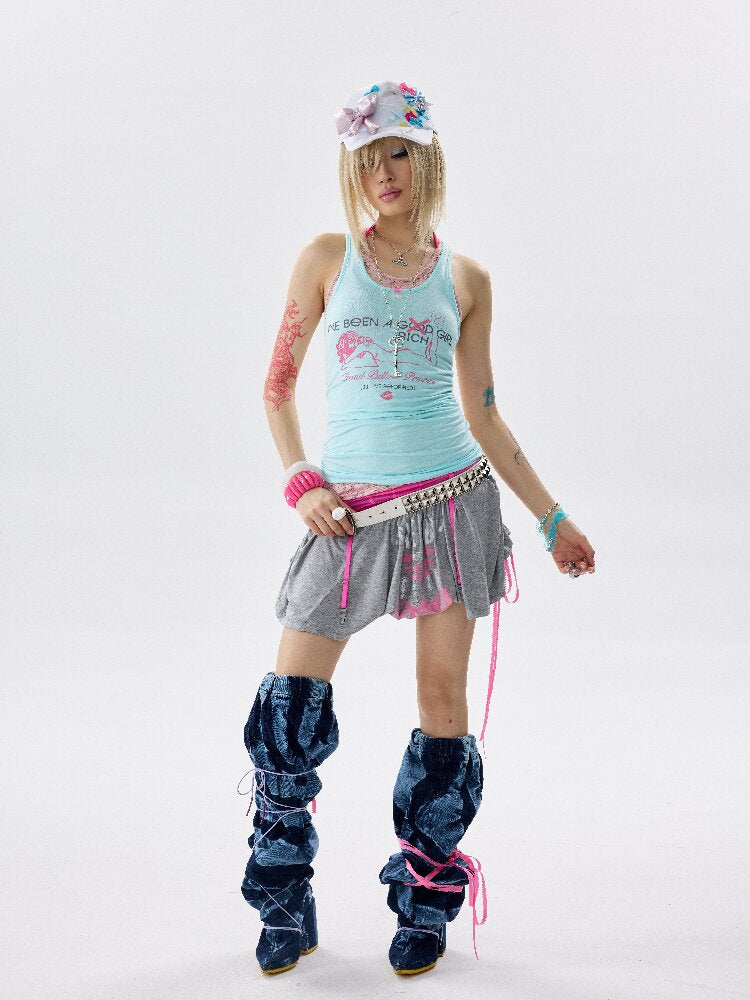 Knit Mesh Printed Camisole Vest【s0000017642】