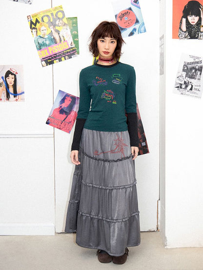 Stripe Splicing Printed T-Shirt【s0000011648】