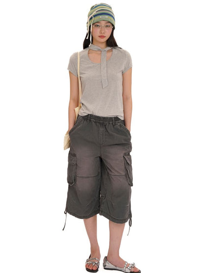Adjustable workwear seven-minute pants【s0000013428】