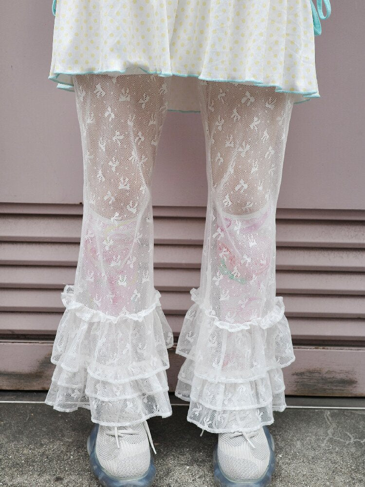 Bow Lace Versatile Flared Pants【s0000017761】