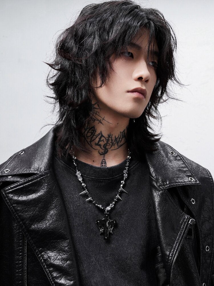 Black Magic Rivet Cross Heavy Necklace【s0000018971】