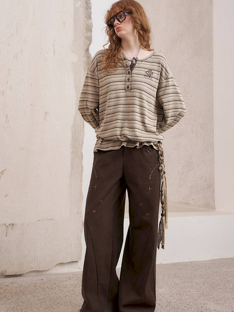 Imitation hot diamond straight loose trousers【s0000014385】