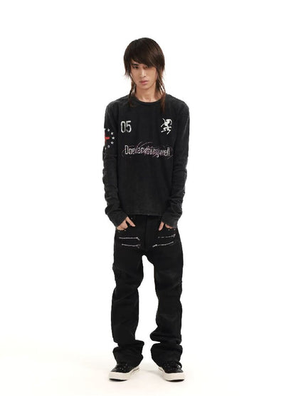 Demon SWAG Printed Long Sleeve T【s0000018361】