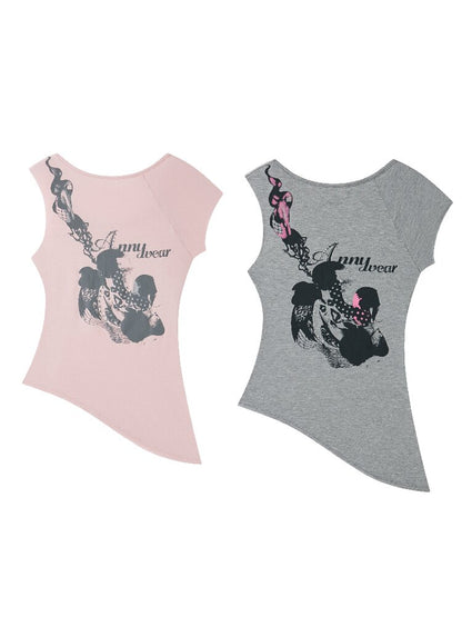 High Stretch Frayed Rhinestone T Shirt【s0000017643】
