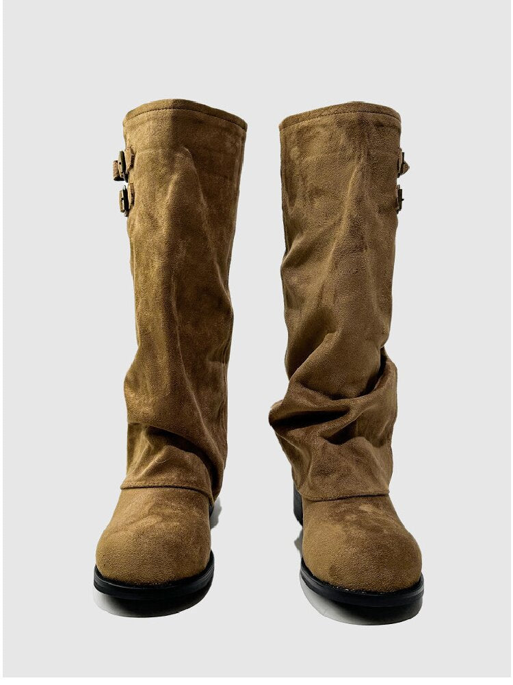 Pleated Belt Buckle Knight Boots【s0000015721】