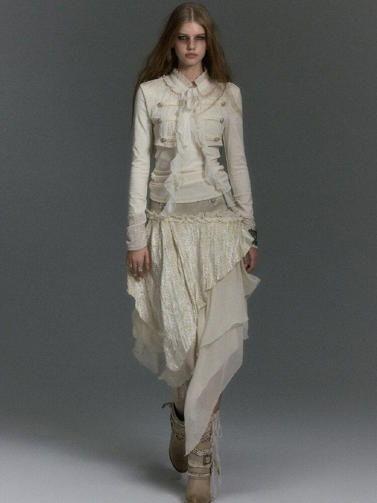 Palace Style Chiffon Patchwork Top【s0000019238】