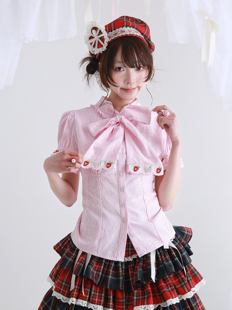 Pink Striped Lolita Inner Shirt【s0000016556】