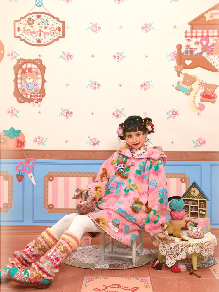 Pink Polar Fleece Lambswool Jacket【s0000015565】