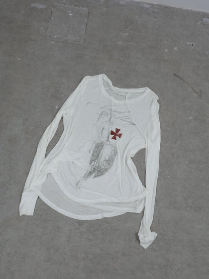 Knight Print Irregular T-Shirt【s0000016574】