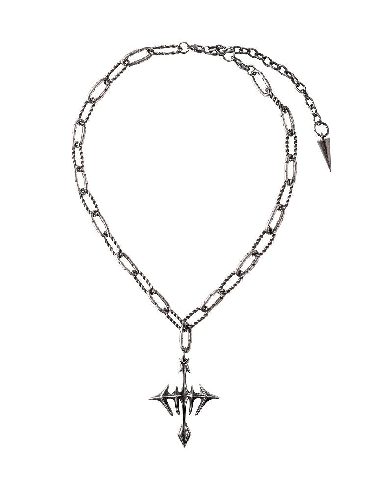 Castle Yin-Yang Lock Cross Necklace【s0000018990】