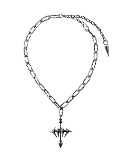 Castle Yin-Yang Lock Cross Necklace【s0000018990】