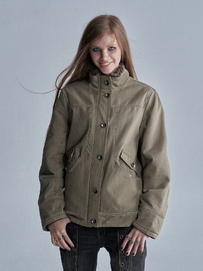 Distressed Lambswool Padded Jacket【s0000019094】