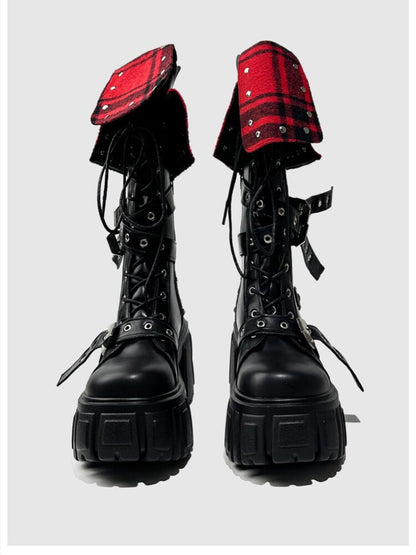 Black Punk Samurai Biker Boots【s0000015712】