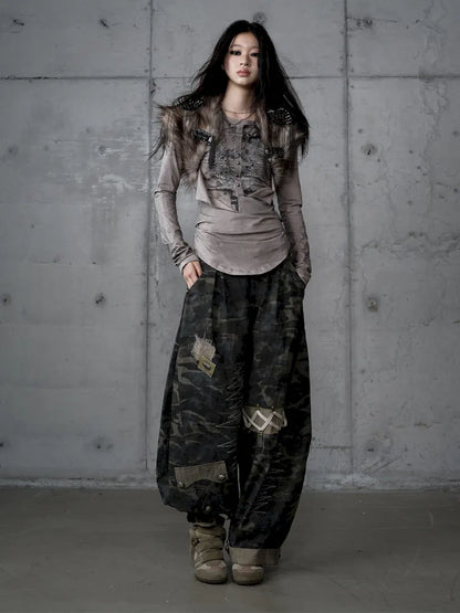 Deconstructed Print Long-Sleeve Knit Base【s0000014117】