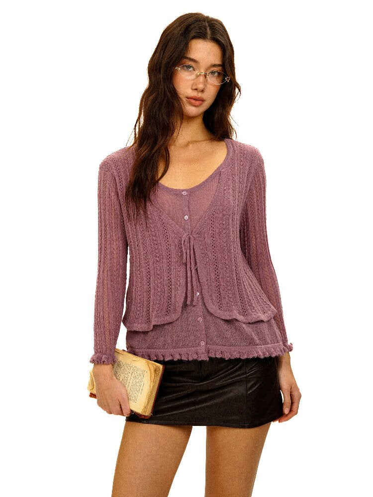 Hollow Twisted Knit Cardigan【s0000017932】