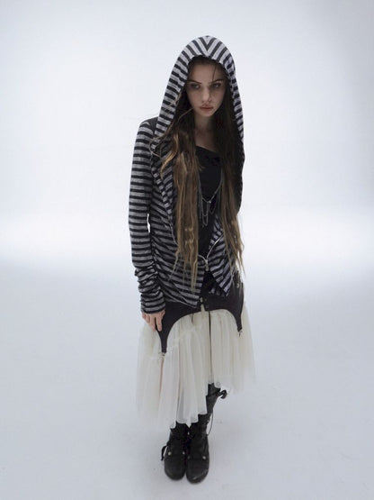 Patchwork Striped Hooded Pullover【s0000013900】