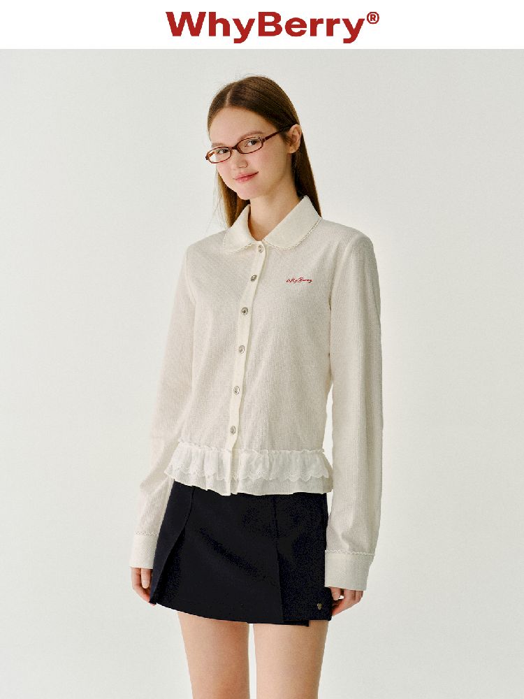 Doll Collar Solid Color Bow Flutter Shirt【s0000011963】