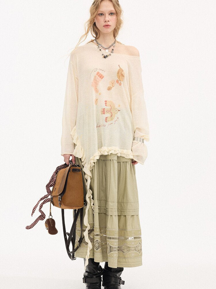 Fungus Edge Diagonal Hem Sweater【s0000015896】