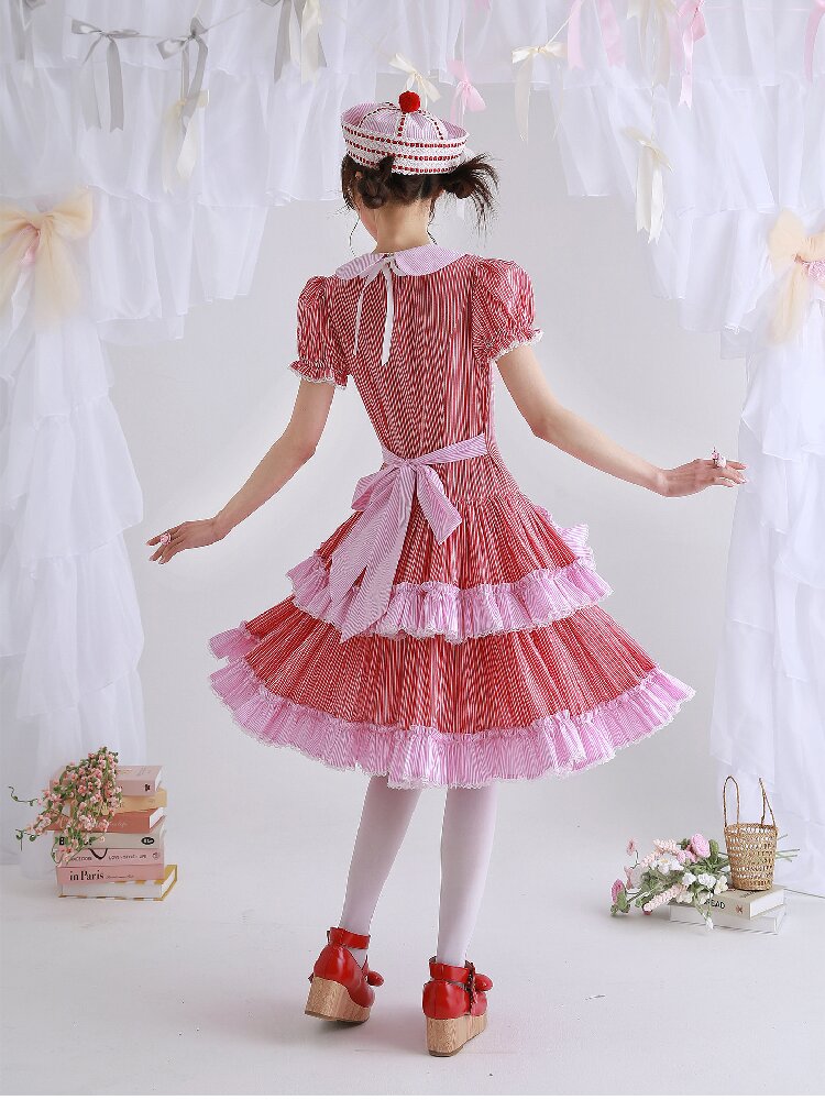 Vintage Red Striped Skirt Dress【s0000016551】