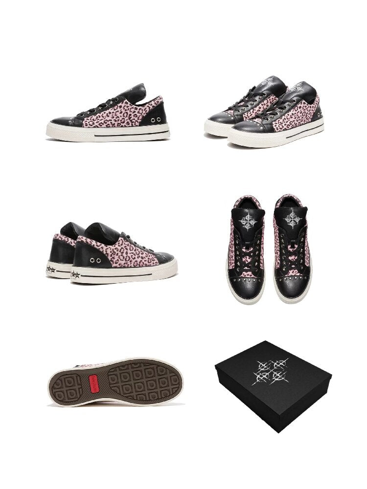 Leopard Print Riveted Sneakers【s0000018365】