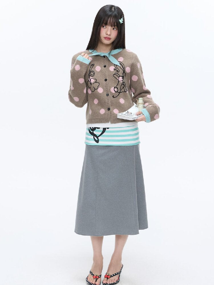 Color Blocking Striped Midi Skirt【s0000016383】