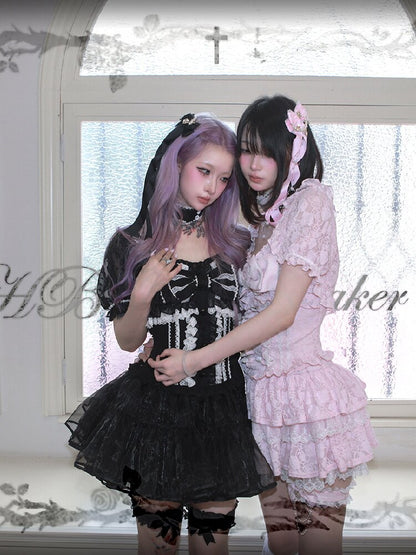 Heavy Craft Pearl Bow Cake Dress【s0000017522】