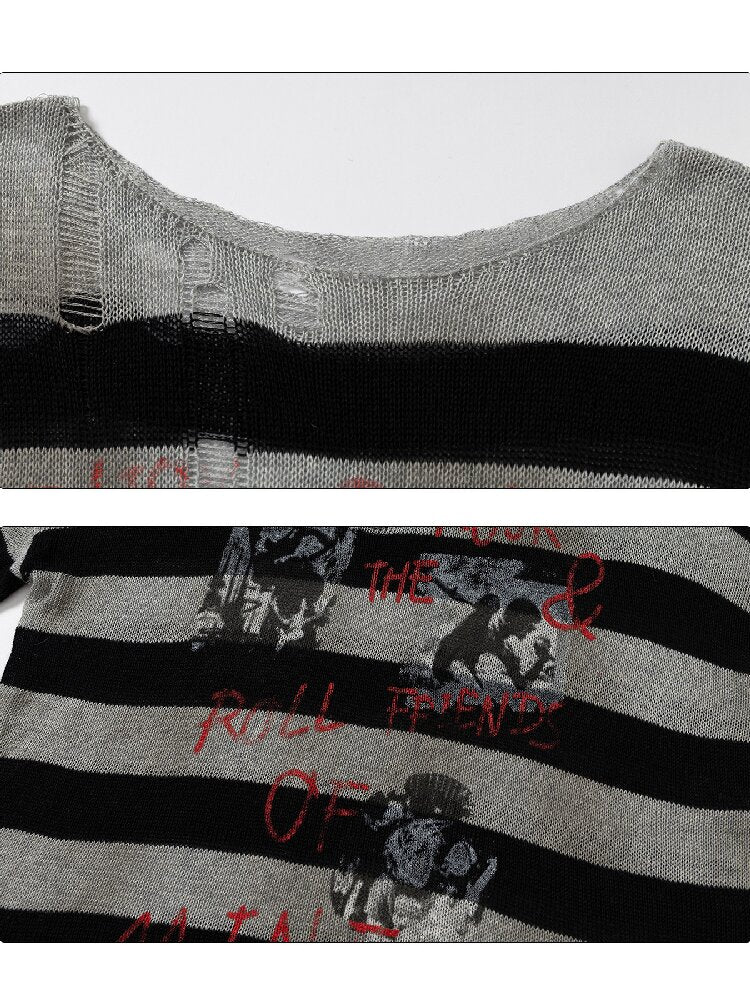 Light Asian Rock Striped Sweater【s0000018550】