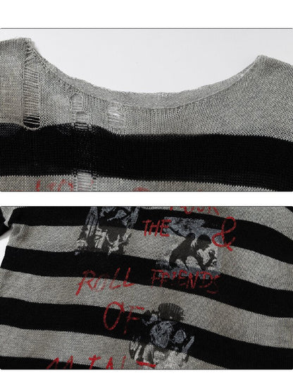 Light Asian Rock Striped Sweater【s0000018550】