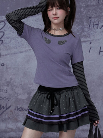 Fake Two Straight Shoulder T-shirt【s0000015763】