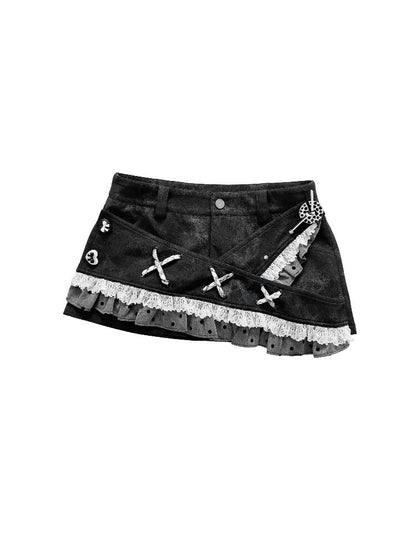 Leather Splicing Polka Dot Skirt【s0000016720】