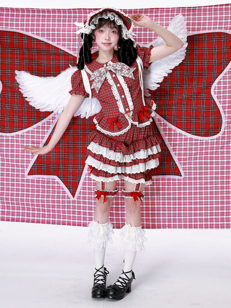 Plaid Short Sleeve Blouse【s0000012189】