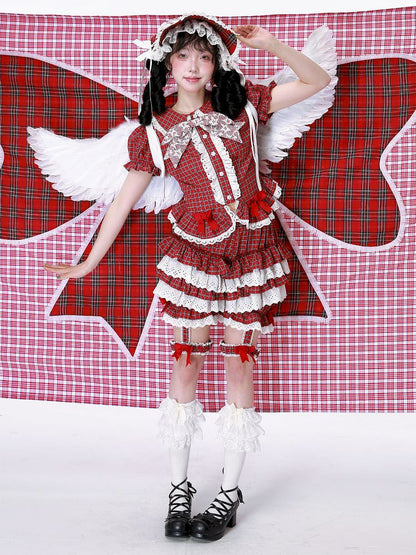 Plaid Short Sleeve Blouse【s0000012189】