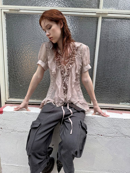 Multi-Layer Ruffled Irregular Hem “Jellyfish” Shirt【s0000012831】