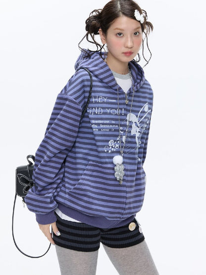 Vintage Striped Hooded Sweatshirt【s0000016380】