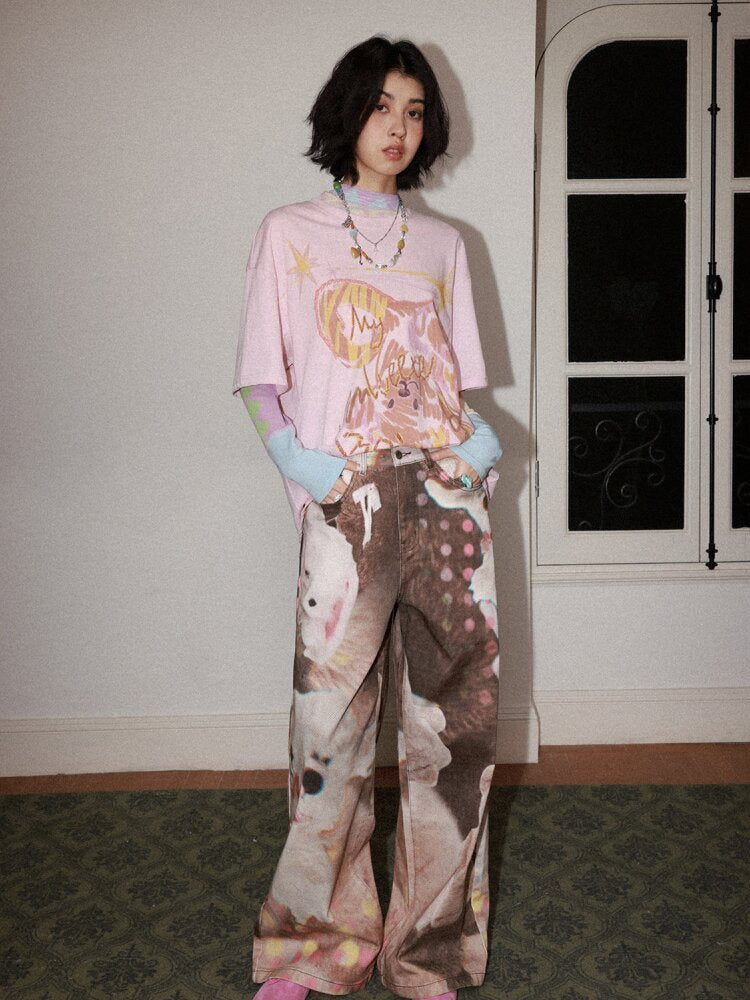 Geometric Print Skin Long Sleeve Tee【s0000015458】