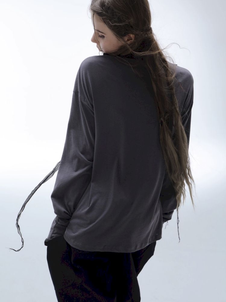 Ribbon Design Crew Neck Long Sleeve T-Shirt【s0000013905】