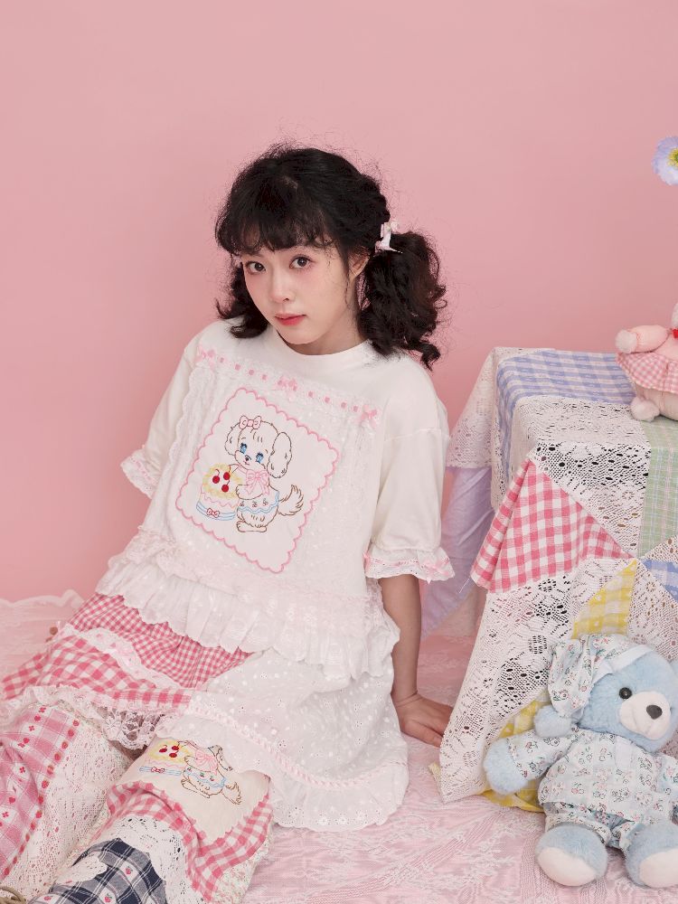 Embroidered Ribbon Lace T-Shirt【s0000012016】