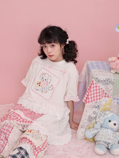 Embroidered Ribbon Lace T-Shirt【s0000012016】