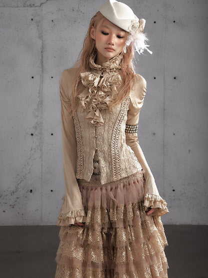 Ruffle Lace Long Sleeve Top【s0000019154】