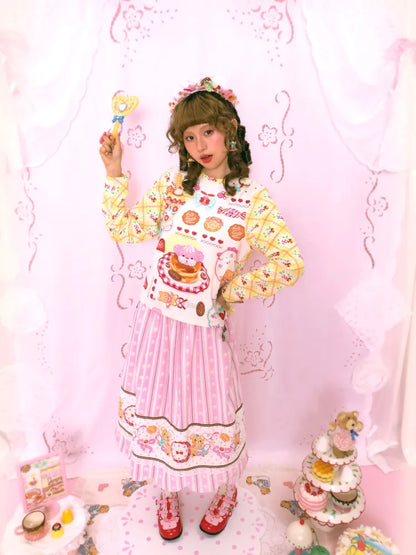 Sweet Print Yellow Checkered Contrast Base Layer【s0000014159】