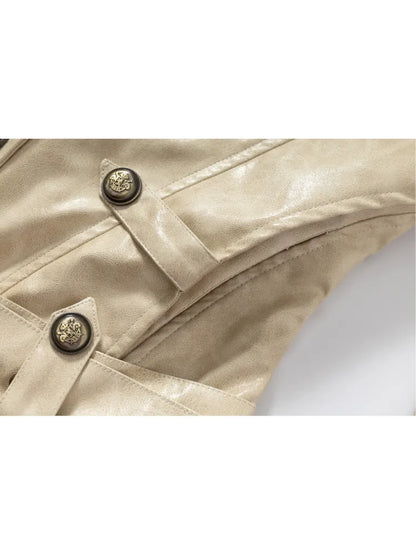 Slim-Fit Short Leather Jacket【s0000013945】